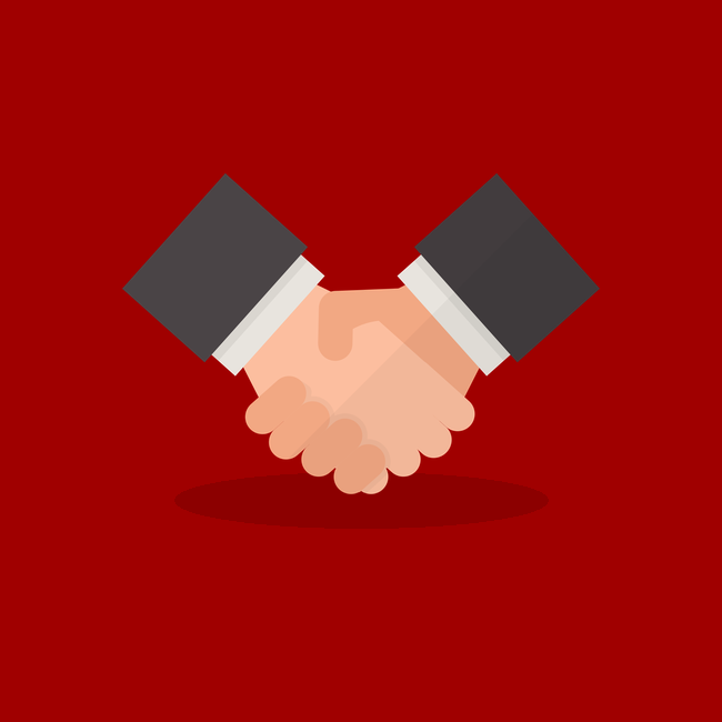 Two hands in a handshake, illustrated