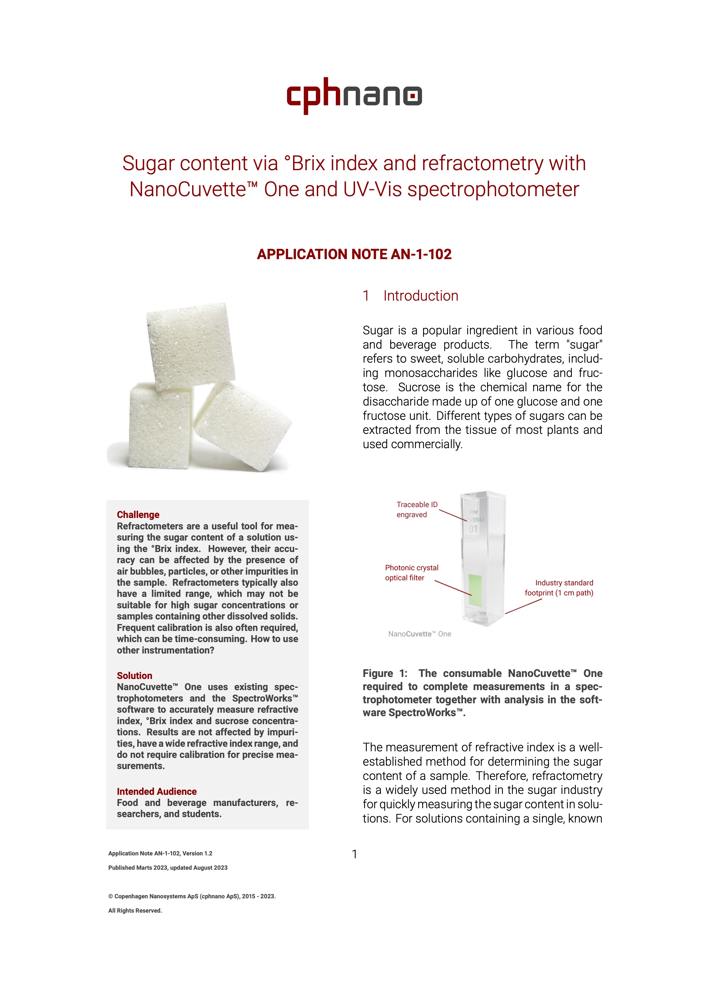 LYXX_20230313_Application_Note_SpectroCuvette_One_Sugar_Refractometry_Bx