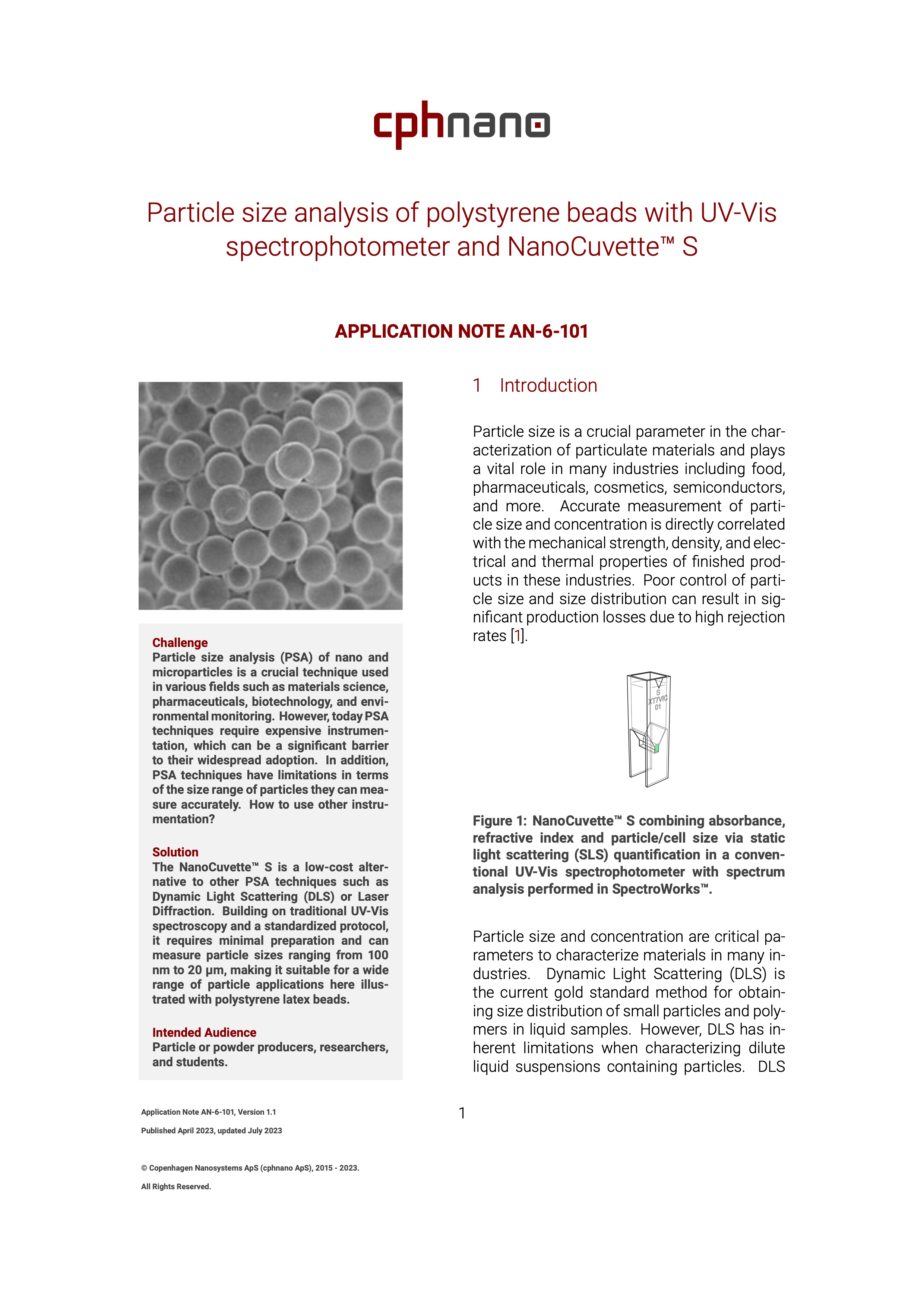 LYXX_20230405_Application_Note_SpectroCuvette_S_polystyrene_beads