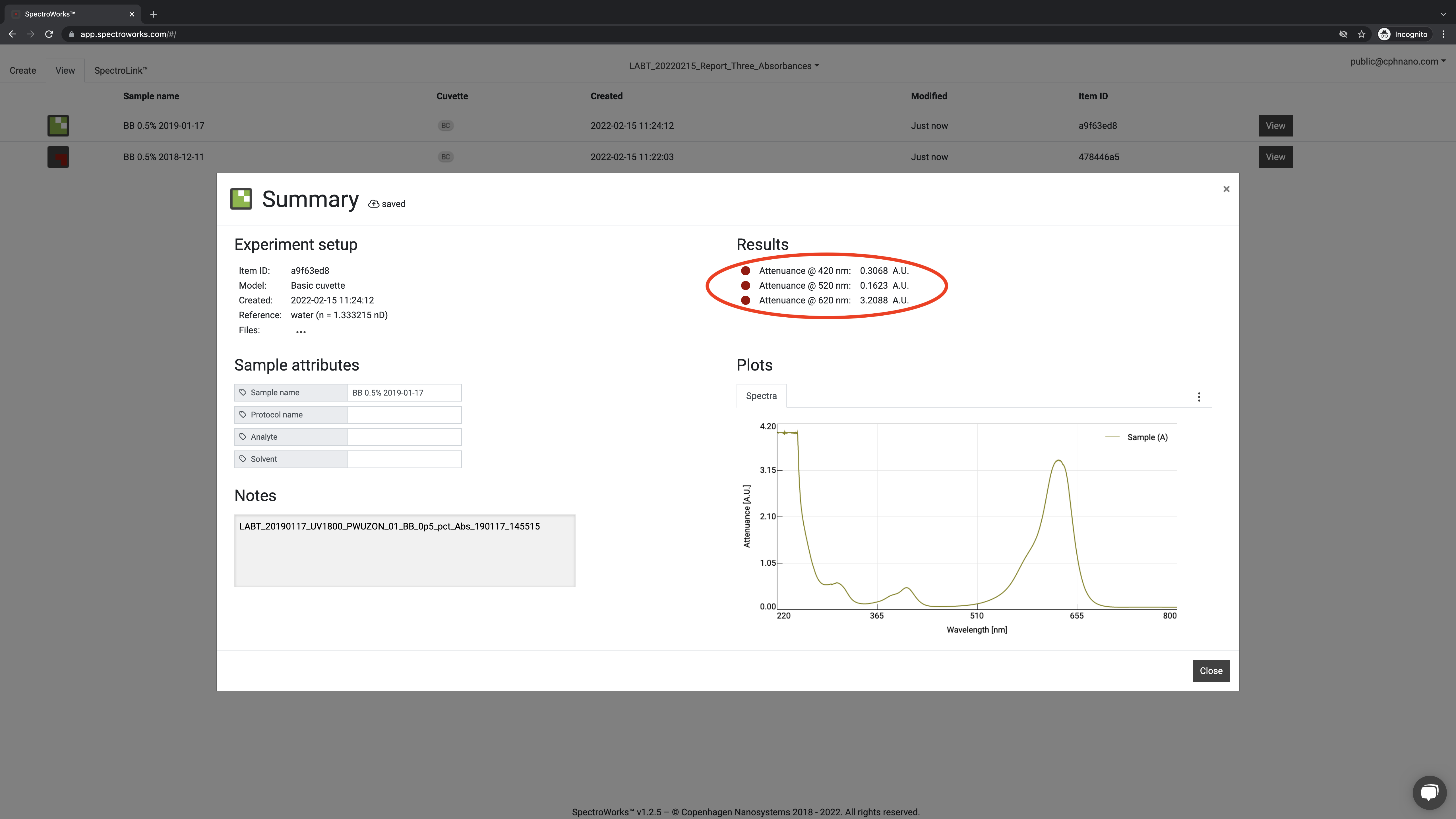 PHOT_20220215_Screenshots_Report_Three_Absorbances_From_SpectroWorks_10